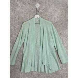 Eileen Fisher Size Small Mint Green Open Front Cardigan Sweater Linen Cotton
